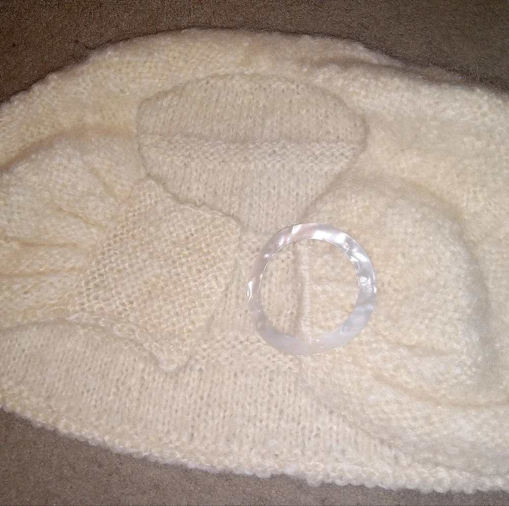 Beautiful Handmade Shawl w/Pearl color Buckle